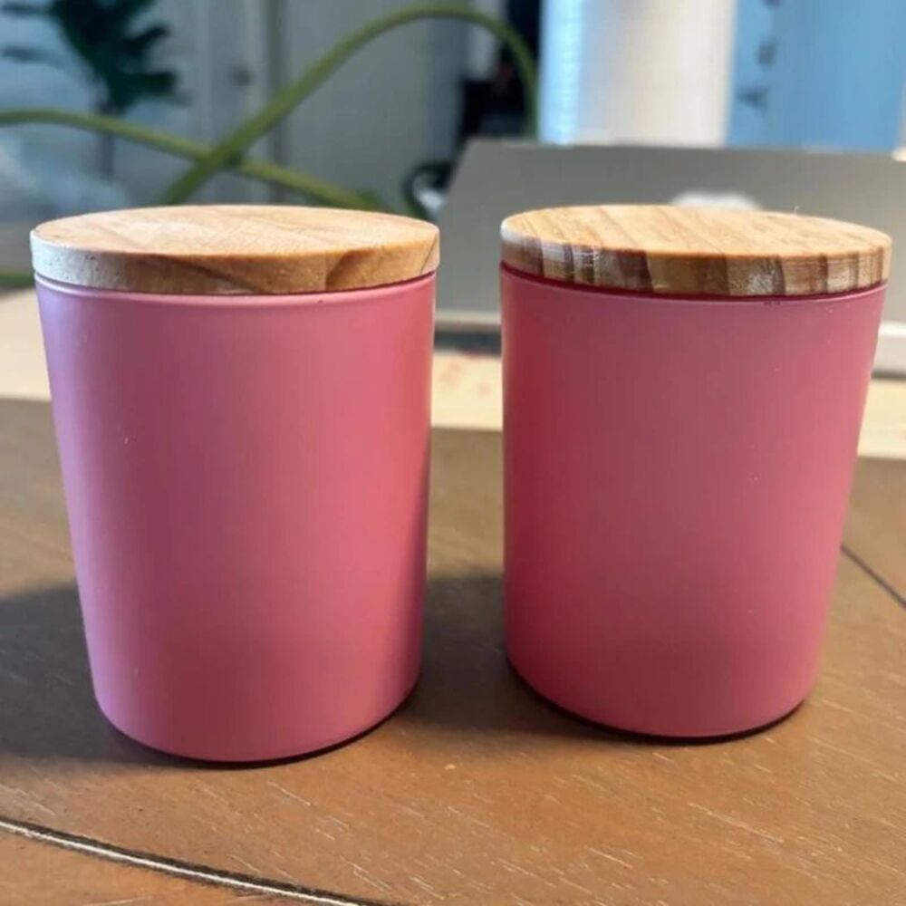 Matte Pink Glass Candle Jars Set